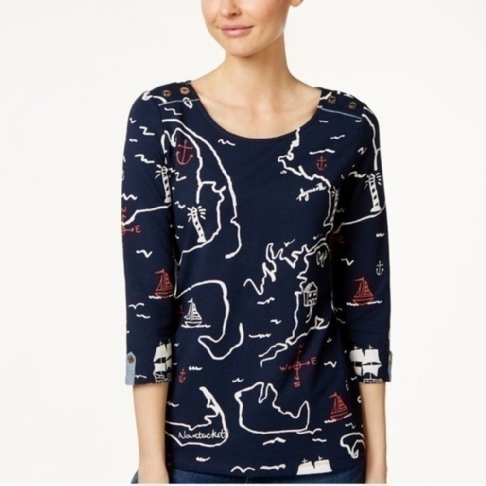 Charter Club Nautical-Print Top 💕